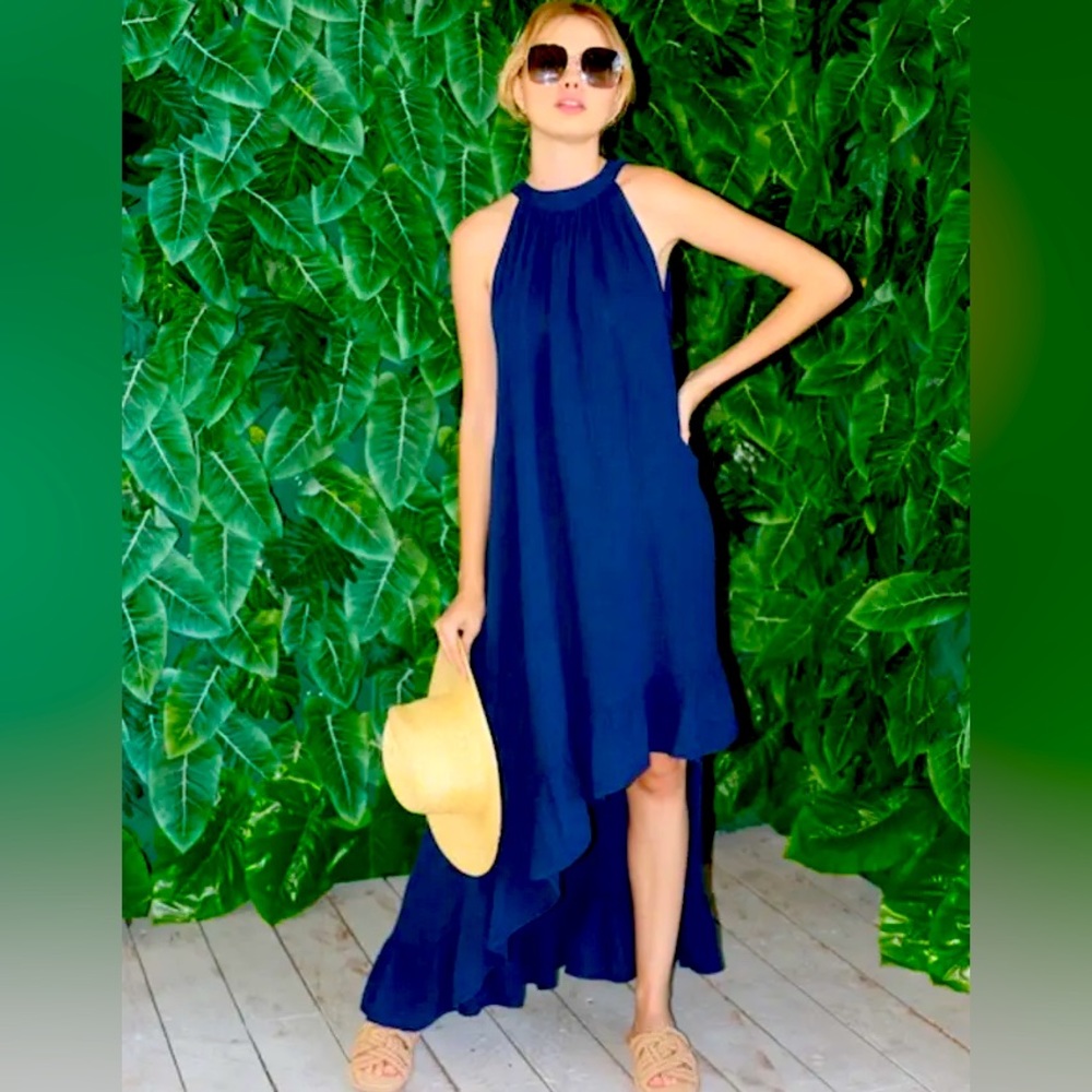NEW FELICITE BLACK GAUZE High Drama Maxi dress size Small
